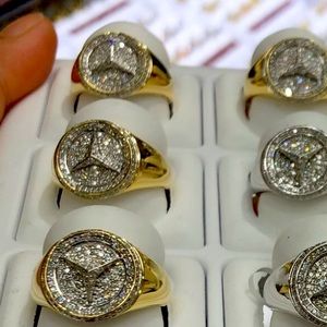 10k solid Gold Mercedes Benz Real Diamond Ring